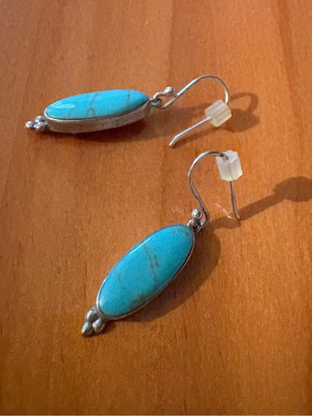 MEXICANA Turquoise Oval Drop Earrings - Sterling Silver.925